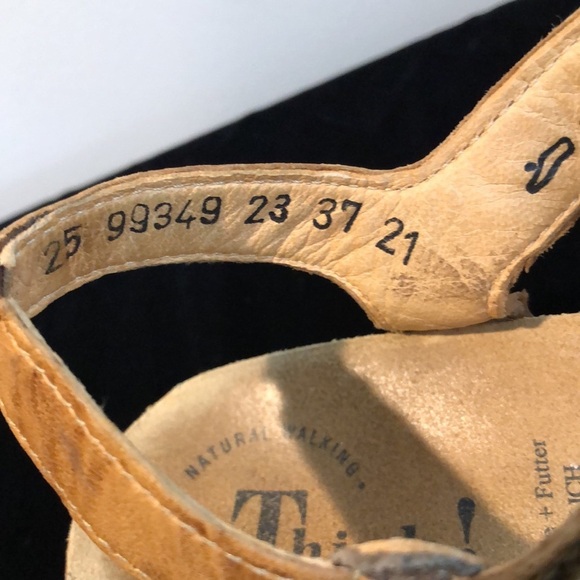 Think! Boho Artsy Leather Straw Flower Sandals Size 37 US 6 - Picture 7 of 8